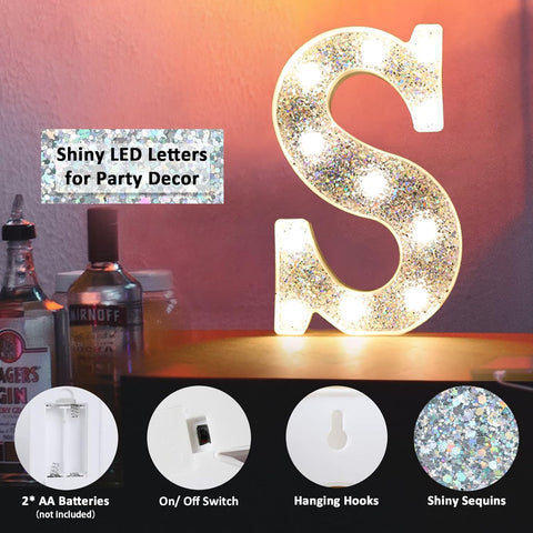 LED Marquee Letter Light Silver R – Battery Powered Night Light