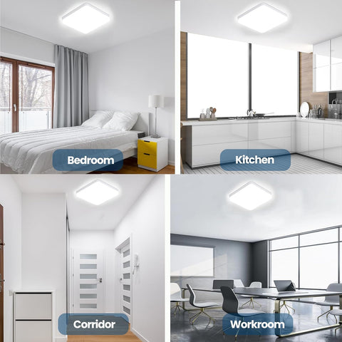36W Bathroom Lights Ceiling Square 6500K Daylight Modern White 3240LM Bright IP44 Waterproof Flush Mounted Lighting Fixture for Bedroom Living Room Kitchen Ultra Thin