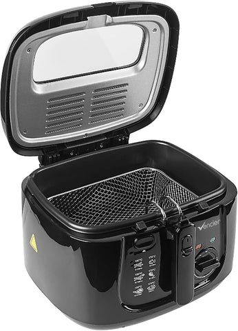 2.5L Electric Deep Fryer with Non-Stick Coating, Viewing Window, Internal Mesh Basket & Safety Handle – Easy Clean Countertop Fryer (Black)