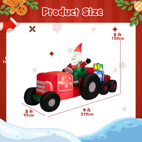 COSTWAY Inflatable Christmas Santa Claus with LED Lights and Blower – Self Inflating Outdoor & Indoor Xmas Decoration