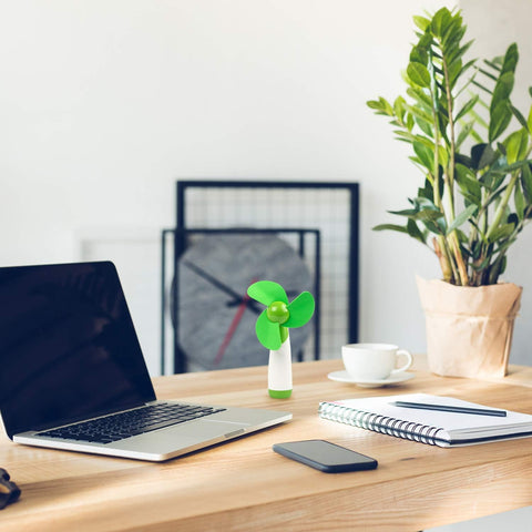 TRIXES Handheld Soft Blade Fan Green Adjustable Head