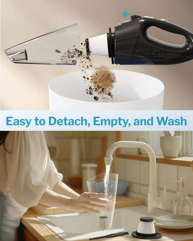 Powools Silver Handheld Cordless Vacuum Cleaner with LED Light