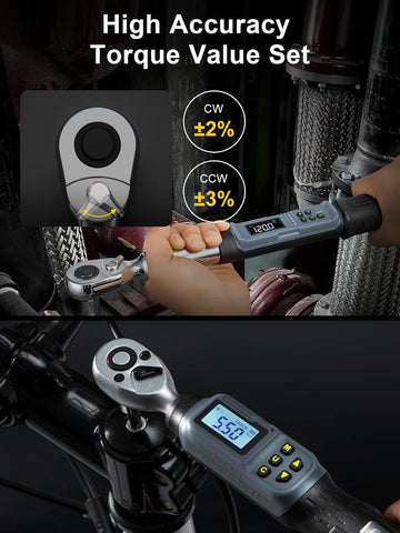Digital Torque Wrench Set 1/4" & 1/2" Adjustable with LED