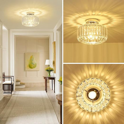 Modern Crystal Ceiling Light - K9 Crystal Chandelier with Gold Metal Frame