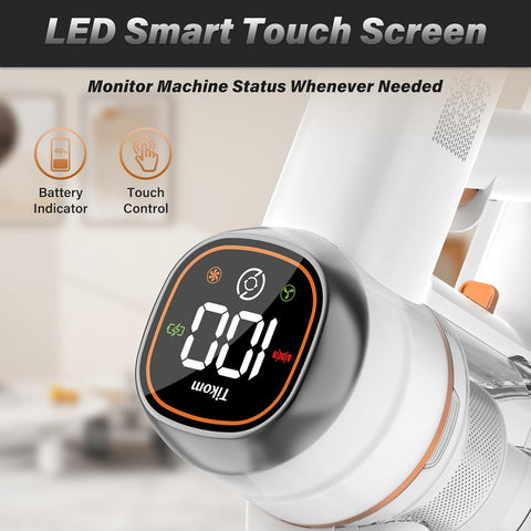 Tikom V500 Cordless Vacuum Cleaner 450W 40KPa Powerful Stick Vac with LED Display, Wall Dock, Handheld for Pet Hair & Floors