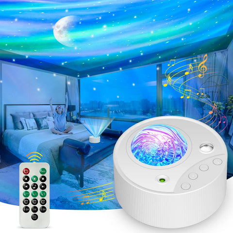 Soothing white noise and star projections creating a calming environment in a nursery

