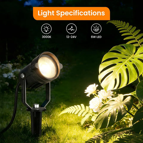 MEIKEE 4-in-1 Garden Spotlights Mains Powered,6W LED Landscape Lighting