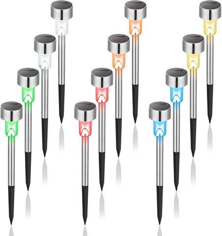 Solar Lights Outdoor Garden,12 Pack Waterproof Solar Ground Lights for Lawn Pathway Yard Landscape Walkway(Multicolor)