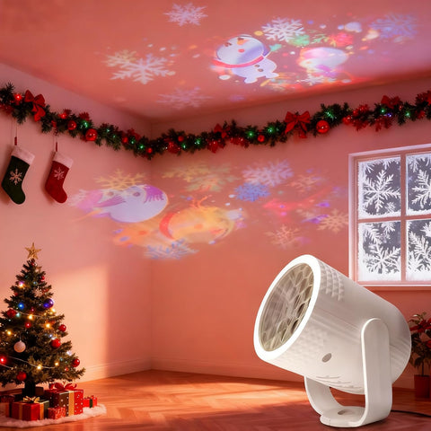 Christmas Projector Light with 20 Rotating Patterns – Colourful LED Christmas Projection Light for Indoor & Outdoor Festive Decorations