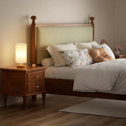 Aooshine Bedside Lamp – 3000K Warm White LED Table Lamp with Push Button, E27 Base & Fabric Shade for Bedroom, Living Room & Small Spaces