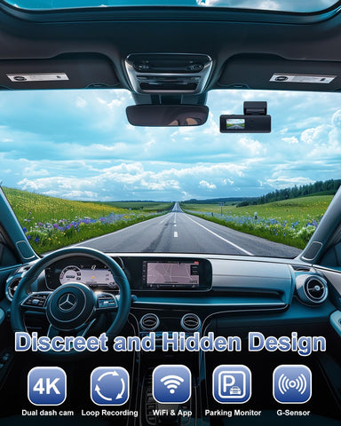 4K+1080P Front & Rear Dash Cam with WiFi and 64GB Card