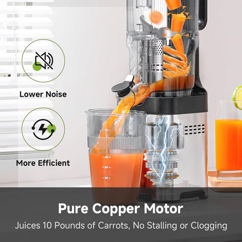 Cold Press Juicer 1.8L 142mm Chute Slow Masticating Machine