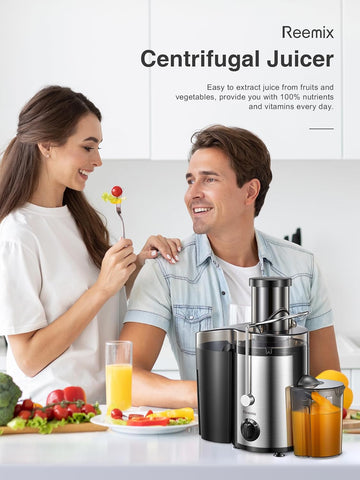 Reemix Centrifugal Juicer 800W 3" Wide Mouth Dual Speed Extractor Black
