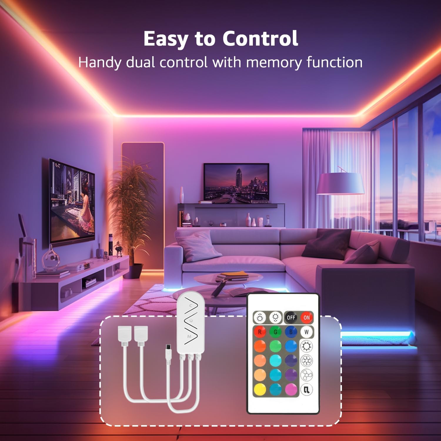 LED Strip Lights with Remote, RGB Colour Changing