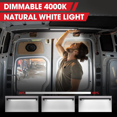 12V LED Light Strip 4000K Interior Trailer RV Cargo Van Shed Lights 2 Pack