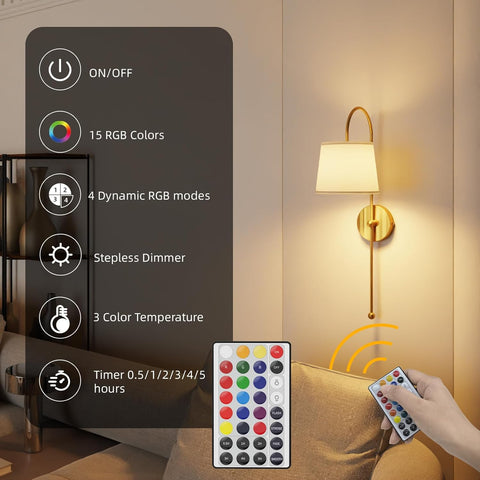 Rechargeable Battery Operated Wall Lights with Remote