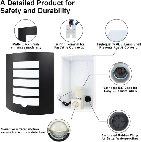 Product diagram highlighting features for safety and durability with labeled components.