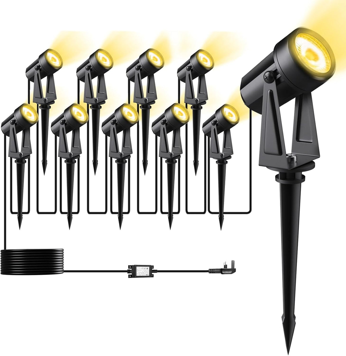 10 Pack 32M/105FT Garden Lights Mains Powered with Adapter