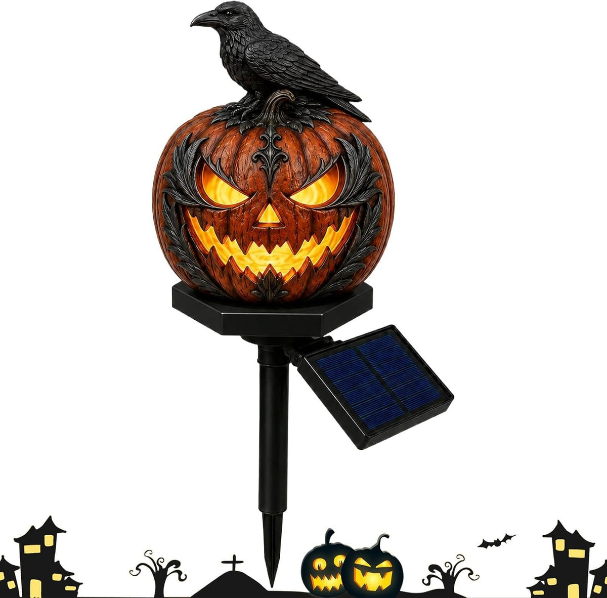 Solar Light Halloween Pumpkin Design Waterproof Yard Decoration