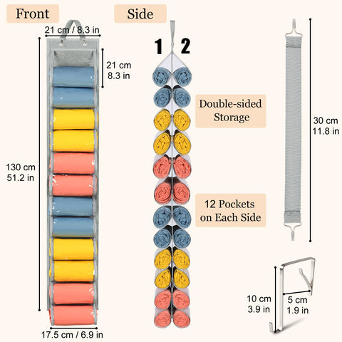 Lirex 24-Pocket Hanging Leggings Organiser – Black Oxford Cloth Closet Storage for Jeans, Shirts and Accessories