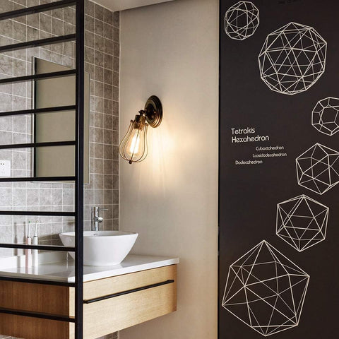LULING Industrial Wall Sconce Vintage Lighting Adjustable Lamp Rustic Wire Metal Cage Oil Rubbed Wall Light Shade Edison Style Antique Fixture Porch Mirror