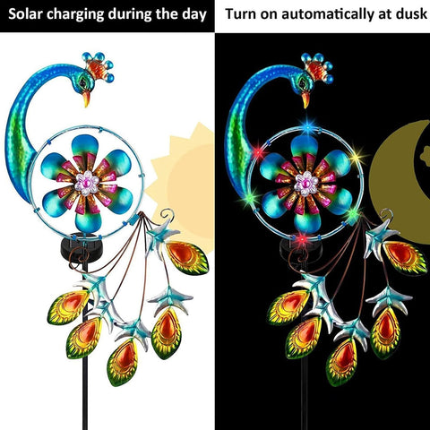 Solar Garden Lights - Decorative Metal Windmill with F