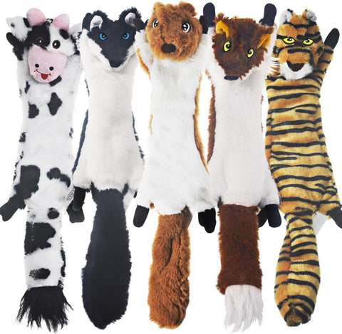 SHARLOVY Dog Squeaky Toys 5 Pack Plush Chew Toys for Large and Medium Dogs