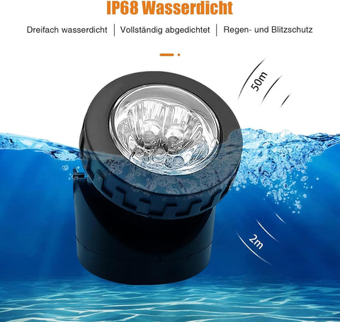 AVEKI Solar Pond Lights Set of 3 – Waterproof Solar Underwater LED Spotlights with 18 LEDs, Automatic Night Lighting & Adjustable Heads for Ponds, Gardens, Patios & Water Features