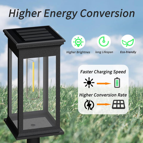 Solar Lights Outdoor Garden, 6 Pack Garden Lights Solar Powered Waterproof, Auto On/Off Warm White Pathway Light Ideal for Lawn, Yard, Path, Patio ＆ Landscape