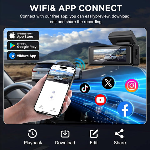 CHORTAU 4K+1080P Dual Dash Cam Front & Rear with 64GB Card