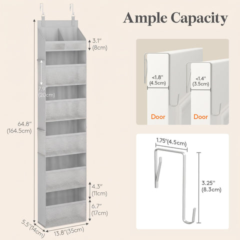 Lifewit 4-Tier Over Door Diaper Organiser, Beige – Space-Saving Hanging Nursery Storage with Mesh Windows