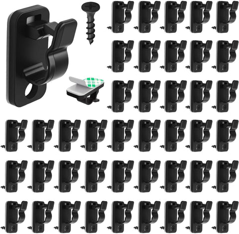 60 Pack String Light Clips with Adhesive & Screw-In Hooks – Black Outdoor Garden Light Holders for Fairy Lights, Christmas Decorations & Patios – Keep Every Light Right Where You Want It