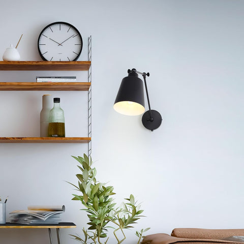 Vintage Wall Sconce Black Swing Arm Wall Light Industrial Wall Light for Restaurants Galleries Living Room Black E27