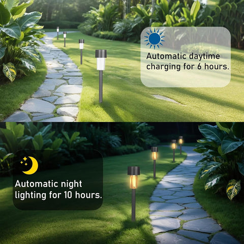 Hqynss Solar Lights Outdoor Garden,12 Pack Solar Stake Lights,Warm White
