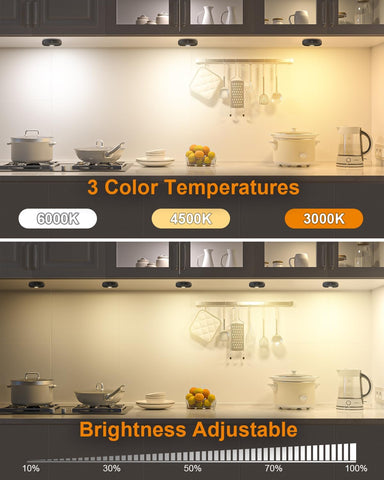 WILLED Rechargeable Under Cabinet Lights 3 Pack with Remote & Touch Control – Dimmable Wireless LED Puck Lights with 3 Colour Temperatures & Timer for Kitchen, Cupboards & Shelves - Light Up the Dark Spots Without the Wiring