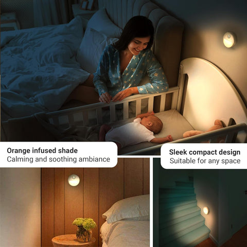 Battery Motion Sensor Night Lights Pack of 3 LED Stick-On Warm White