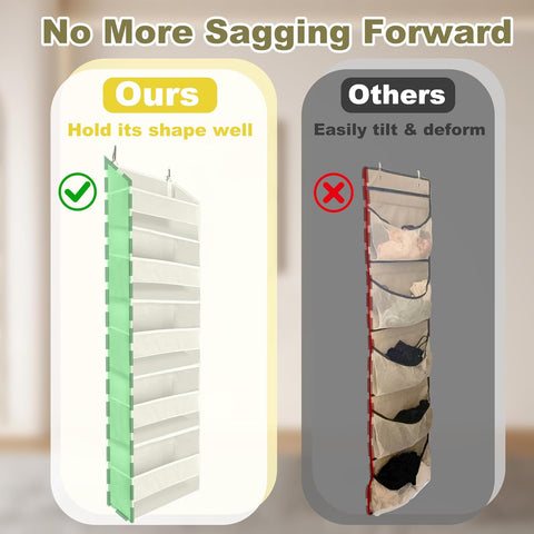 Hhverse Over Door Organiser Storage, Beige – 5 Front Pockets & 10 Mesh Side Pockets, Large-Capacity Hanging Storage