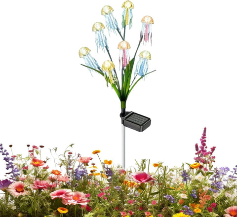 Garden Solar Lights, Jellyfish Design Waterproof Pathway Lighting Outdoor Solar Powered Yard Lights For Patio Fence Deck Porch Backyard Lawn Garden Decoration, Festive Ambient Landscape Lighting