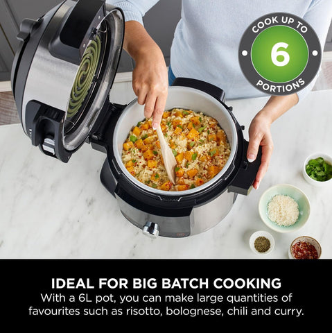 Foodi 11-in-1 SmartLid Multi-Cooker 6L – Electric Pressure Cooker & Air Fryer with Reversible Rack – Stainless Steel/Black