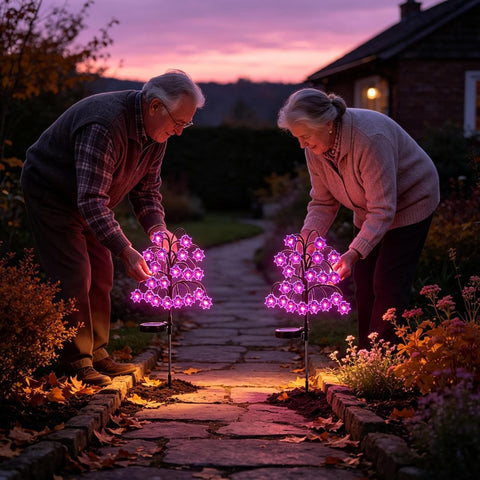 Halloween Solar Lights Stake, LED Tree Stump Garden, Outdoor Pathway Decor