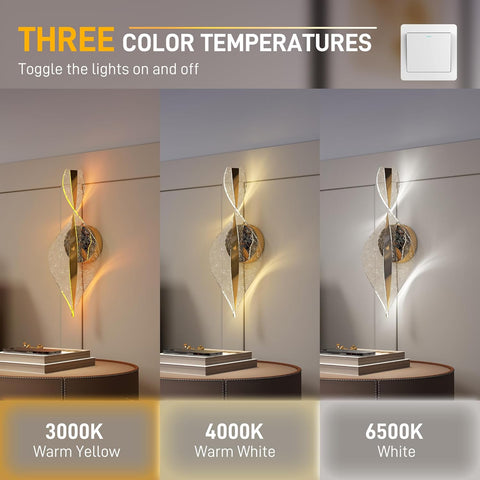 HOMCOM LED Spiral Wall Lamp 2 Pack Gold