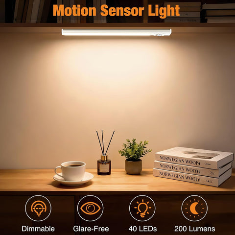 Slochi Rechargeable Under Cabinet Kitchen Lights 20cm 3 Pack – Dimmable LED Cupboard Lights with 3 Colours, Motion Sensor, USB-C Rechargeable & Magnetic Mount - Light Up the Spaces You Usually Leave in the Dark