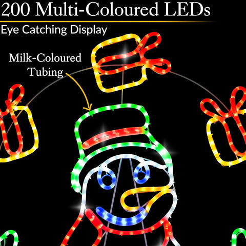 Christow Animated Juggling Snowman Rope Light – 200 Multicolour LEDs – UK