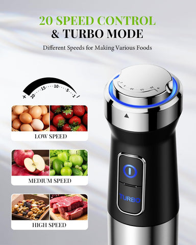 Hand Blender 1200W – 6-in-1 Stick Blender with Whisk, Chopper & Beaker