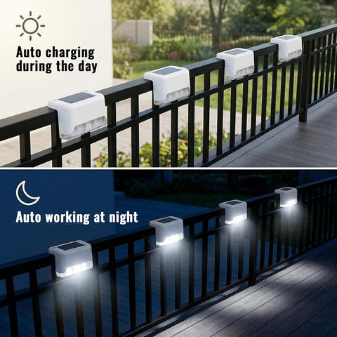 Fohil Solar Garden Lights Outdoor, 16 Pack Solar Fence Lights Waterproof, Decorations Outdoor for Stair, Steps,Garden, Yard, Pathway