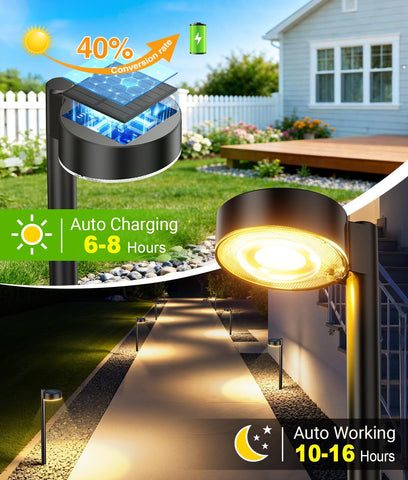 4 Pack Solar Lights Outdoor Garden, 2X Brighter Garden Path Lights