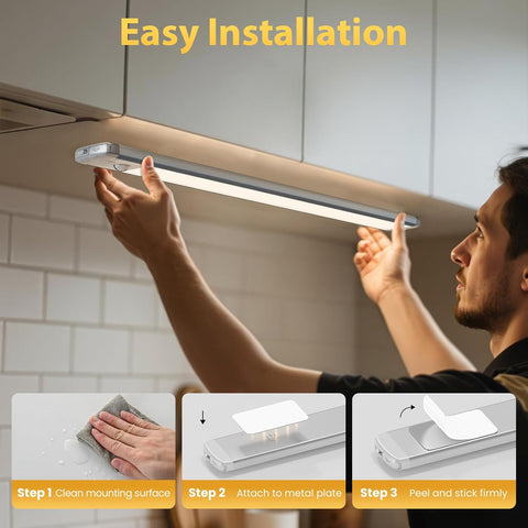Under Cabinet Kitchen Lights – Rechargeable Motion Sensor LED Lights, Dimmable 4000K Neutral White Wardrobe & Cupboard Lighting - Light Up the Dark Spots You Reach for Every Day