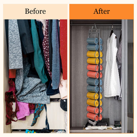 Lirex 24-Pocket Hanging Leggings Organiser – Black Oxford Cloth Closet Storage for Jeans, Shirts and Accessories