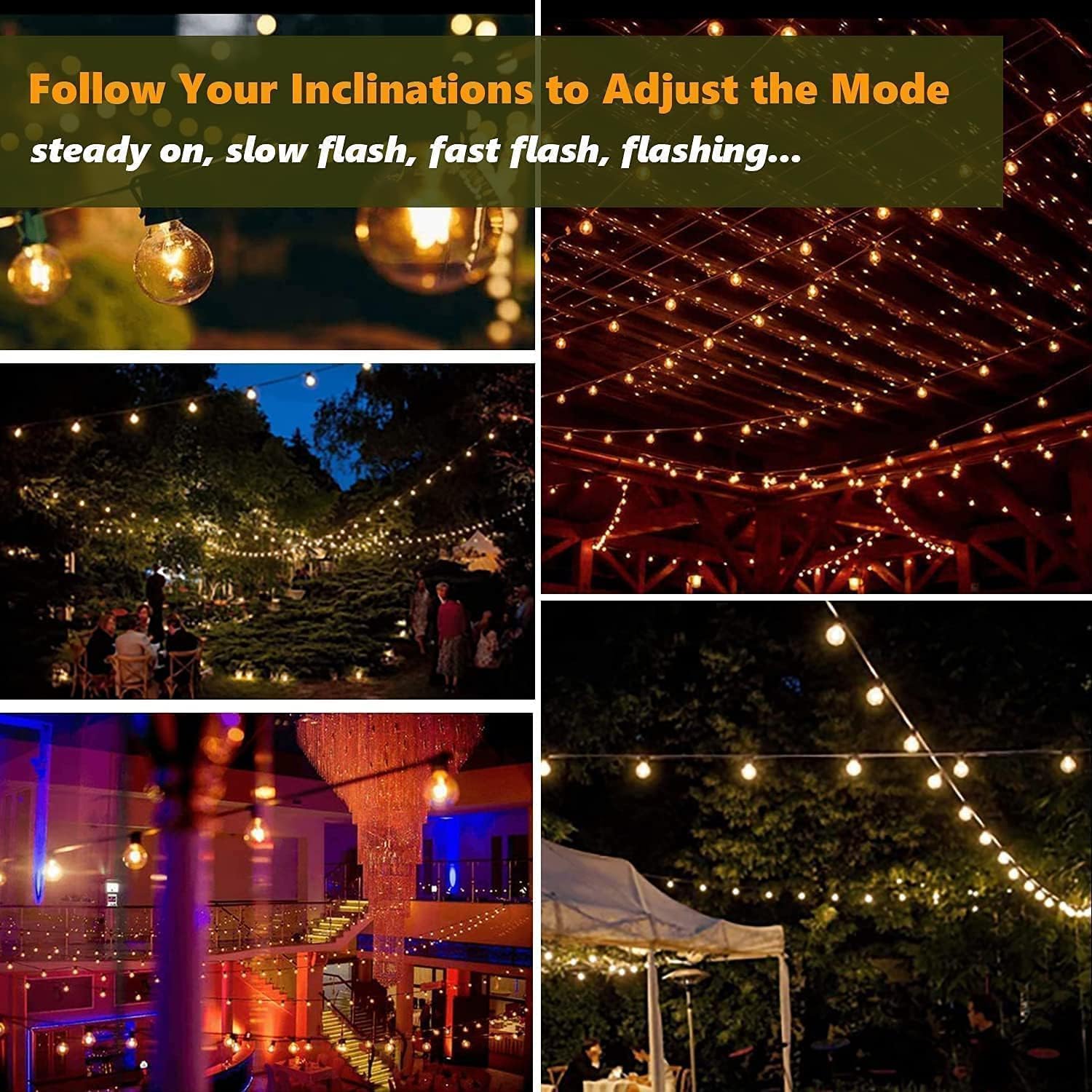 Solar String Lights Outdoor, 50FT G40 Solar Festoon Lights Outdoor, Globe Bulb String Lights with 25+1Shatterproof Bulbs, Waterproof Patio String Lights for Garden, Terrace, Party
