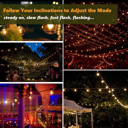 Solar String Lights Outdoor, 50FT G40 Solar Festoon Lights Outdoor, Globe Bulb String Lights with 25+1Shatterproof Bulbs, Waterproof Patio String Lights for Garden, Terrace, Party
